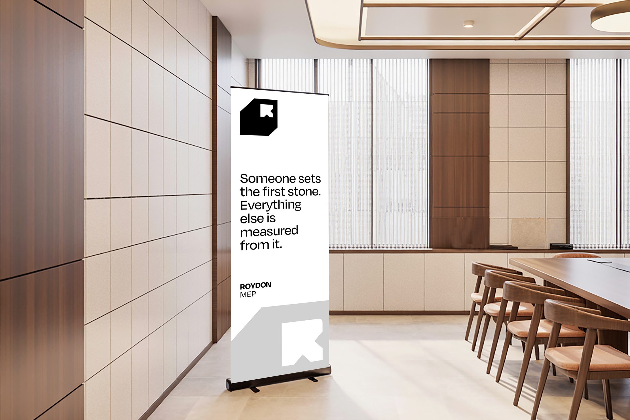 Roydon MEP — auditorium screen, Every Structure begins in the same way