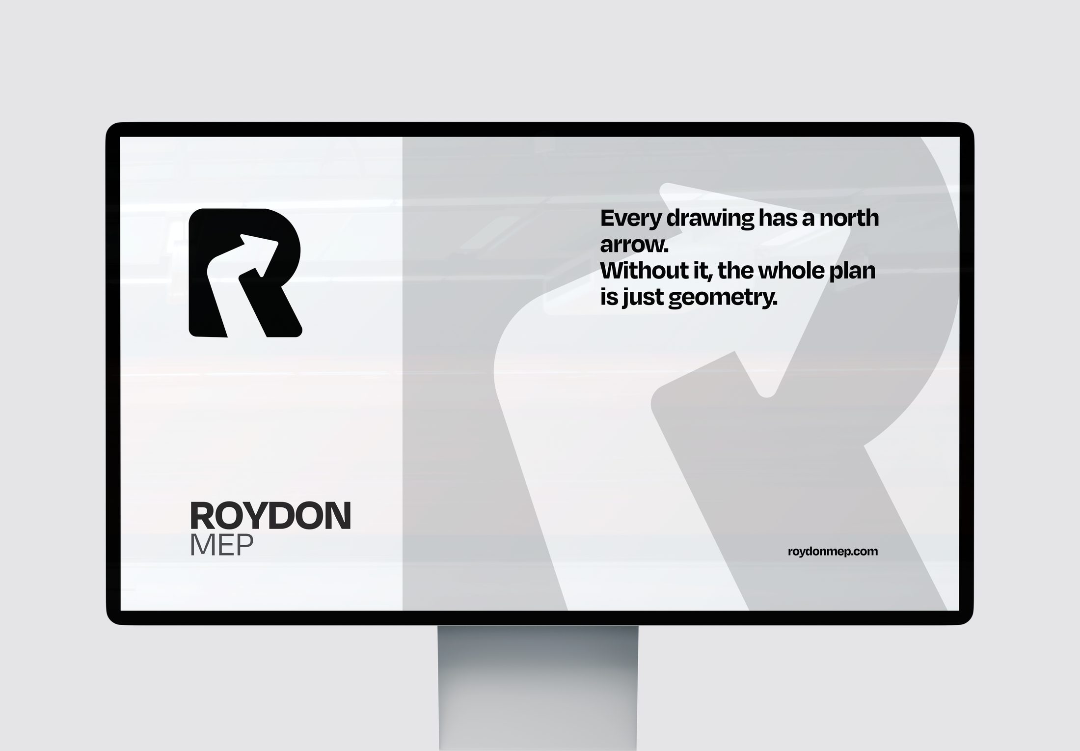 Roydon MEP — desktop hero, every drawing has a north arrow