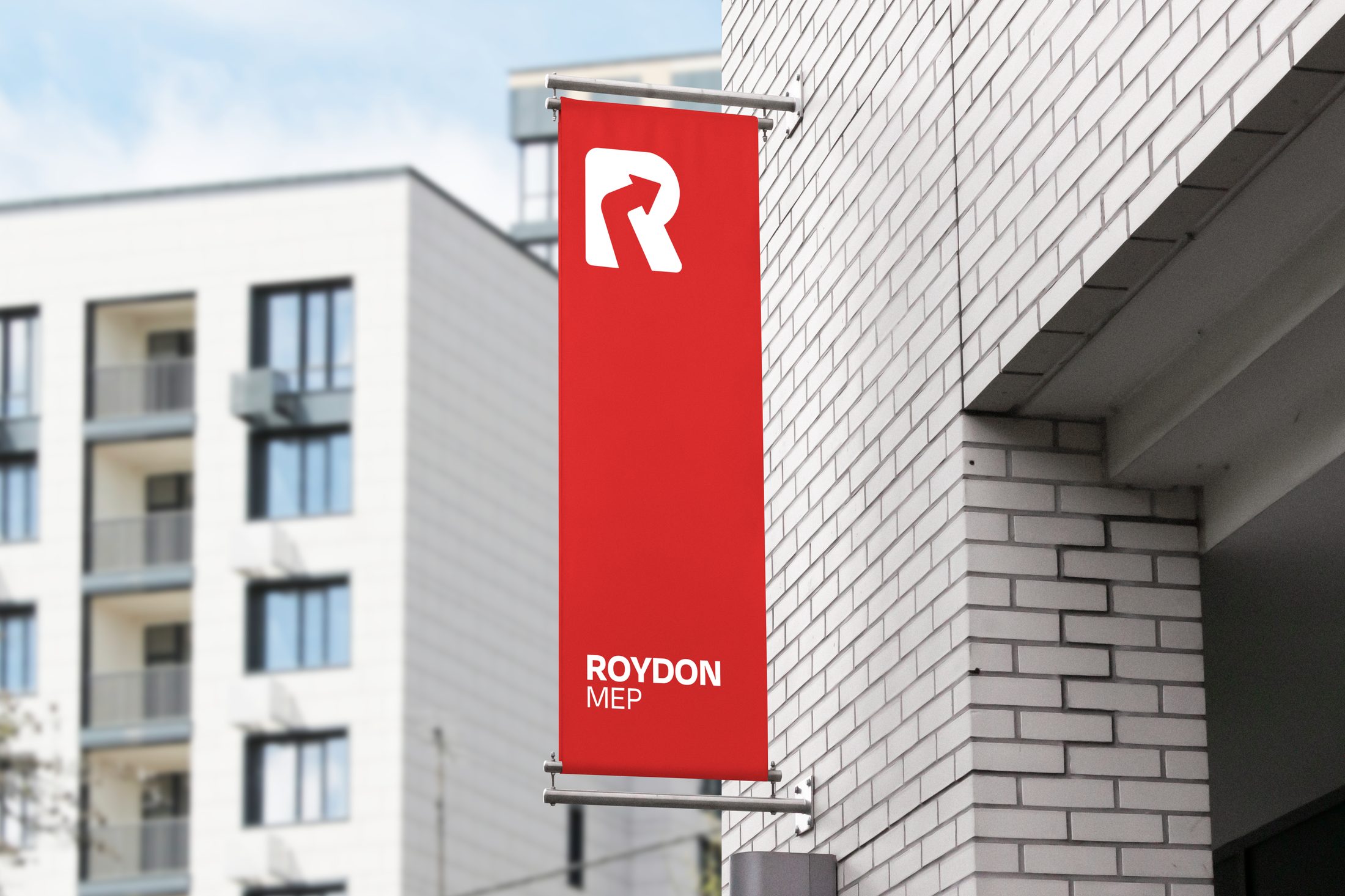 Roydon MEP — vertical street banner at site
